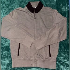 Billy Reid Cotton Olive Green Brown Suede Zip Track Jacket Size XL